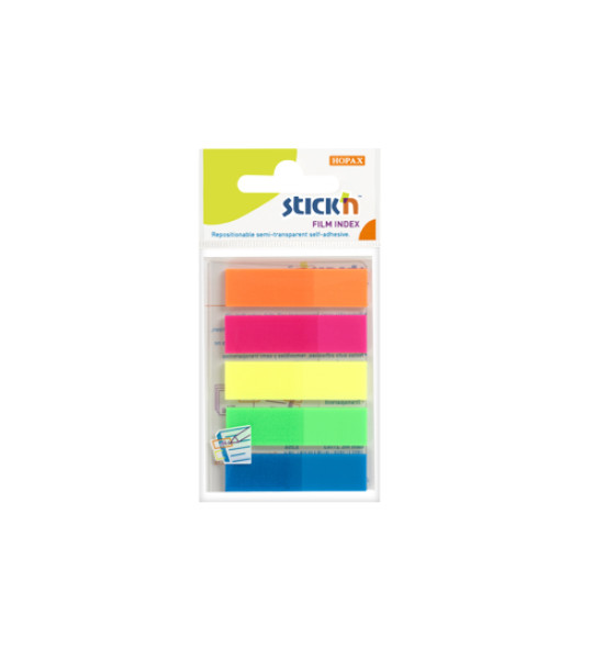 Film Index, (45 mm x 12 mm), 25 Tiras x Color, 5 Colores Neón x Blister.