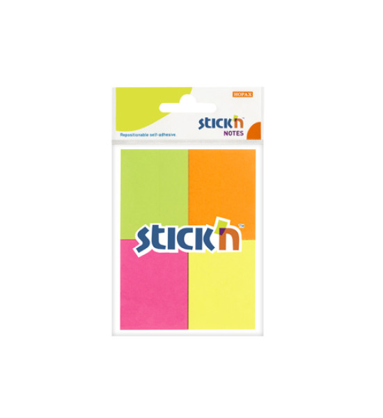 Notas Adhesivas, Neón, (4 colores) 1.5" x 2" (38 mm x 51 mm), Blister x 4 Blocks, 50 h. x Block