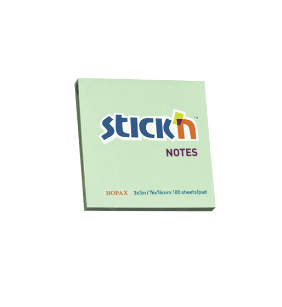 Notas Adhesivas, Verde Pastel, 3" x 3" (76 mm x 76 mm), Block x 100 h.