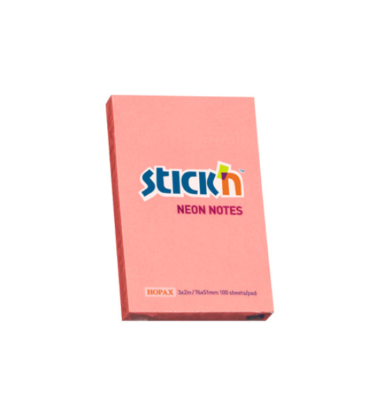 Notas Adhesivas, Rosado Neon, 3" x 2" (76 mm x 51 mm), Block x 100 h.
