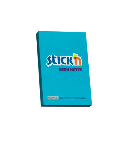 Notas Adhesivas, Azul Neon, 3" x 2" (76 mm x 51 mm), Block x 100 h.
