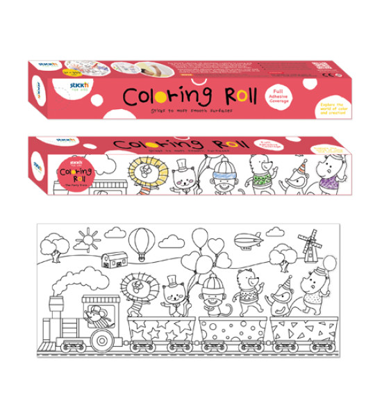 Rollo para Colorear, Adhesivo, 31.5 cm x 355 cm, Diseño Fiesta, Unidad
