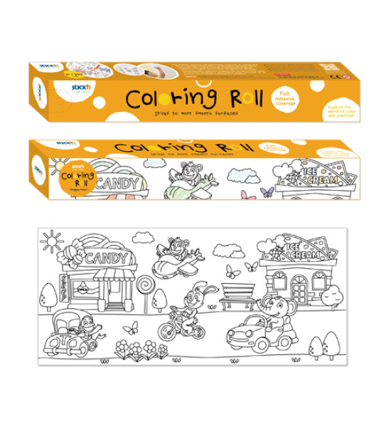 Rollo para Colorear, Adhesivo,31.5 cm x 355 cm, Diseño Happy Hour, Unidad