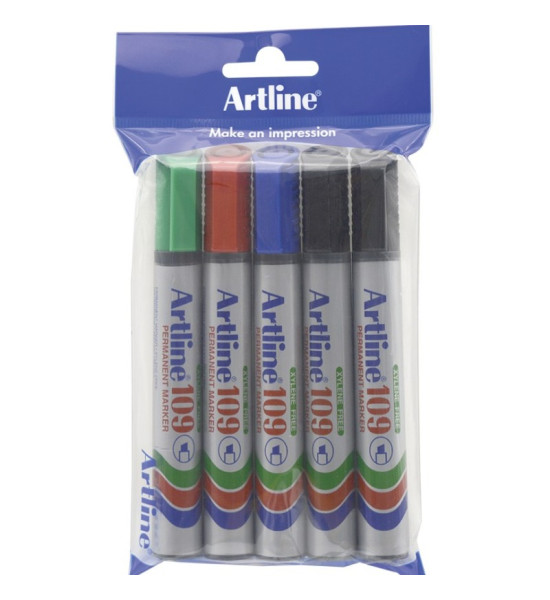 Marc. Permanente, EK109, Punta Biselada, 2.0 - 5.0 mm, Pack x 5, Col. Surtidos