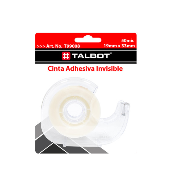 Cinta Adh. Invisible + Dispensador, 19 mm x 33 m, Blister x 1 Und.