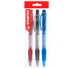 Bolígrafo Retractil, Liner 308 Grip, Punta Media 0.45 mm, Pack x 3 Unds., Azul, Negro, Rojo