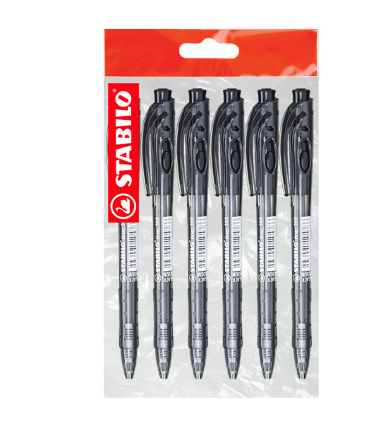 Bolígrafo Retractil, Liner 308 Grip, Punta Media 0.45 mm, Negro, Pack x 6 Unds.