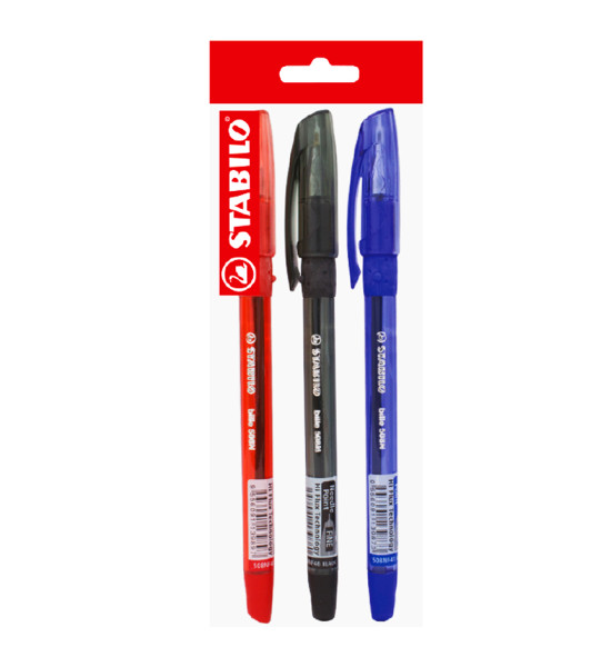 Bolígrafo, Bille Hi-Flux 508NF, Punta Aguja 0.38 mm, Pack x 3 Unds. Azul, Negro, Rojo