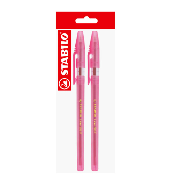 Bolígrafo, Liner 808, Punta Fina 0.38 mm, cuerpo traslúcido, Pack x 2 Unds. Rojo