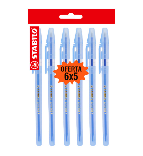 Bolígrafo, Liner 808, Punta Fina 0.38 mm, cuerpo traslúcido, Pack x 6 Unds. Azul