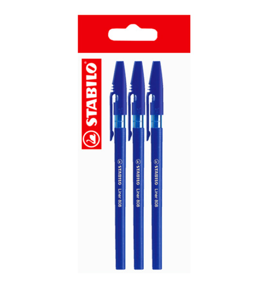 Bolígrafo, Liner 808, Punta Media 0.45 mm, cuerpo opaco, Pack x 3 Unds. Azul