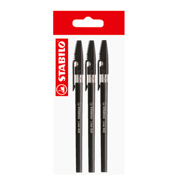 Bolígrafo, Liner 808, Punta Media 0.45 mm, cuerpo opaco, Pack x 3 Unds. Negro