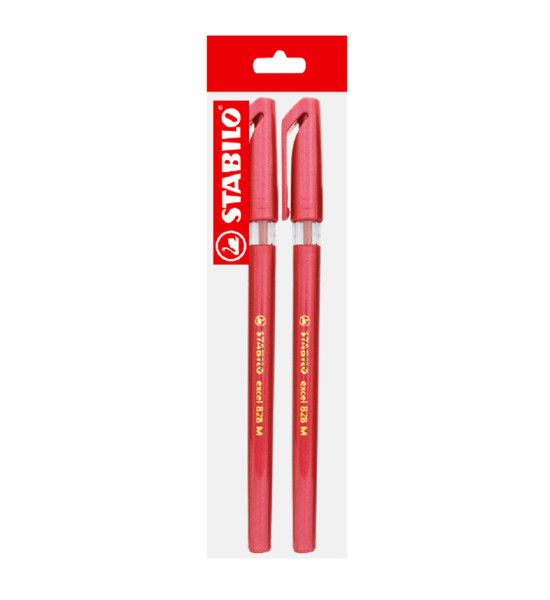 Bolígrafo, Excel 828, Punta Media 0.45 mm, cuerpo opaco, Rojo, Pack x 2 Unds.