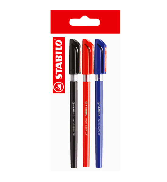 Bolígrafo, Excel 828NXF, Punta Aguja 0.35 mm, cuerpo opaco, Pack x 3 Unds. Azul, Negro, Rojo