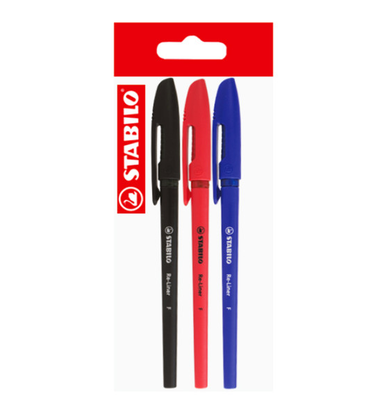 Bolígrafo, Re-Liner 868F, Punta Aguja 0.5 mm, Pack x 3, Azul, Negro, Rojo