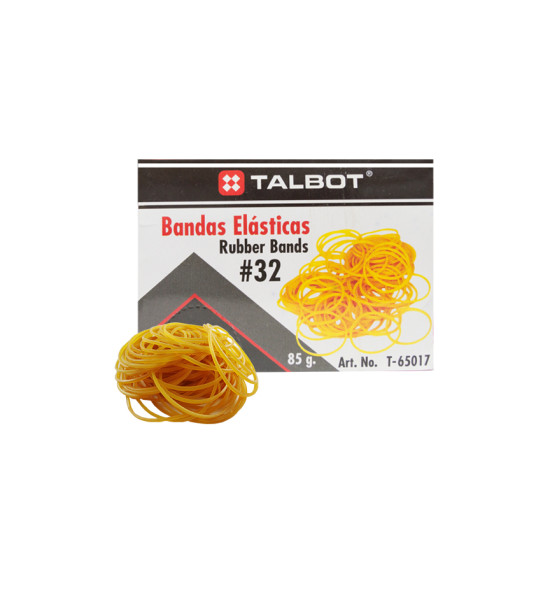 Bandas Elásticas, # 32,  (3" x 1/8"), Ambar, Caja x 85 g. (3 Onz).