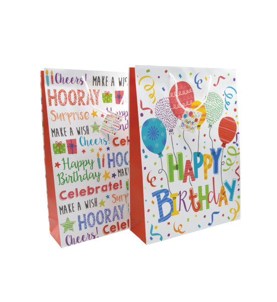 Bolsas de Regalo de Papel, Tam. Jumbo, 32.5 cm x 44.5 cm, Cumpleaños, 1 Und.