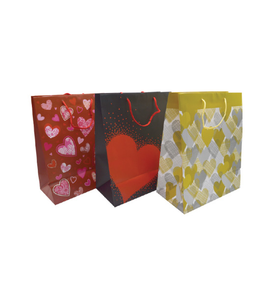 Bolsas de Regalo de Papel, Tam. Large, 26.2 cm x 32.6 cm, Hearts,  Love, 1 Und.