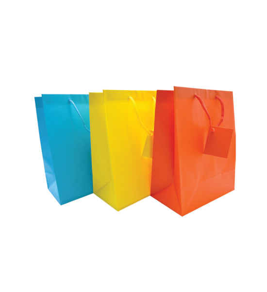 Bolsas de Regalo de Papel, Tam. Medium,  18 cm x 22.5 cm, Colores Lisos, 1 Und.