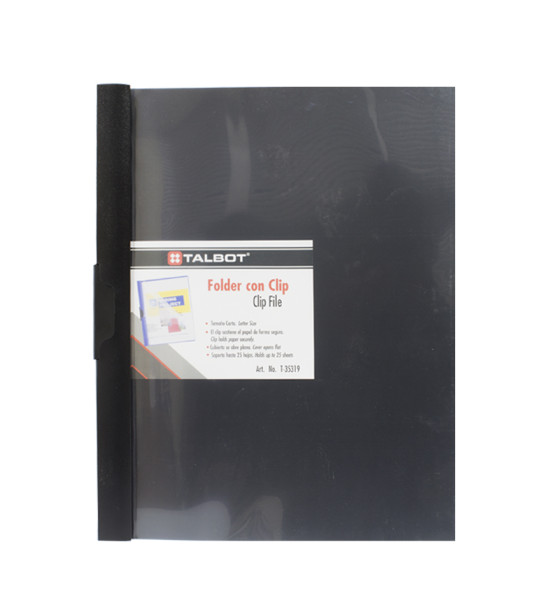 Folder Plástico, con Clip Frontal. Tam. Carta/A4, 8.5" x 11", Capacidad 25 hojas. Transparente-Azul. Unidad. 
