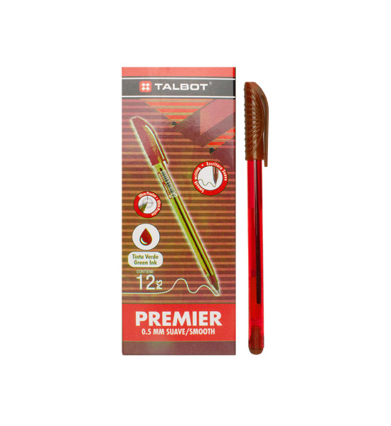 Bolígrafo, Premier, Punta  0.5 mm, Rojo, Caja x 12 Unds.