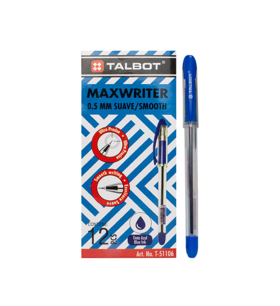 Bolígrafo, Maxwriter, Punta Aguja 0.5 mm, Azul, Caja x 12 Unds.