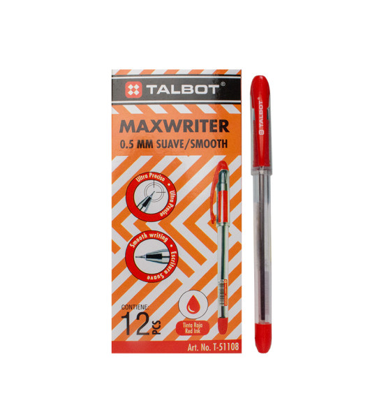 Bolígrafo, Maxwriter, Punta Aguja 0.5 mm, Rojo, Caja x 12 Unds.
