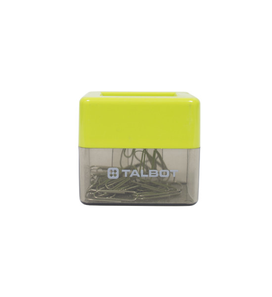 Dispensador de Clips, Magnético, (5.5 cm Alto x 6 cm Ancho x 4.5 cm Prof), Tipo Cubo, Color Surt./Ahumado. Unidad