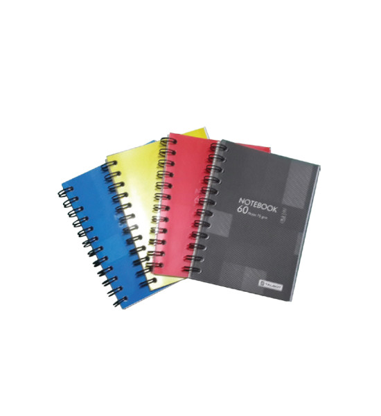 Libreta Espiral, Tam. 4 1/2" x 6 1/4" (12 cm x 16 cm), 60 hojas (120 pág.), Hojas Rayadas,  Tapas Plásticas de Colores Lisos. Unidad