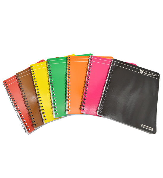Cuaderno Espiral, Tam. Carta (8.5" x 11"), 1 Materia, 70 hojas (140 pág.), Hojas Blanca de Dibujo, Tapas con Colores Surtidos