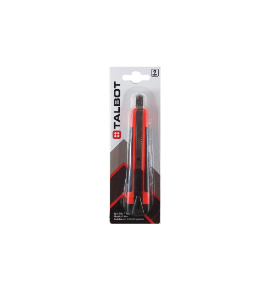 Cuchilla Plástica, 9 mm,  Reforzada, Rojo, Blister x 1 Und.