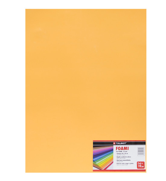 Foami Estándar, Tam. 50 cm x 70 cm (19.6 x 27.5 inch), 2 mm, Pack x 10 h. Naranja