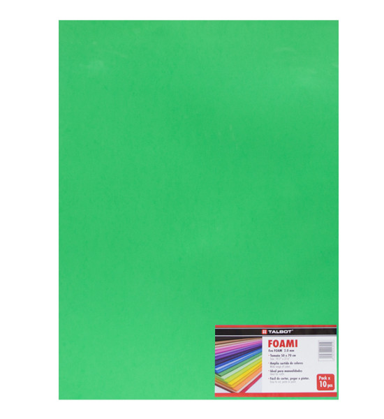 Foami Estándar, Tam. 50 cm x 70 cm (19.6 x 27.5 inch), 2 mm, Pack x 10 h. Verde Claro