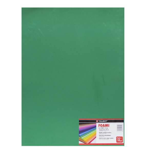 Foami Estándar, Tam. 50 cm x 70 cm (19.6 x 27.5 inch), 2 mm, Pack x 10 h. Verde Oscuro