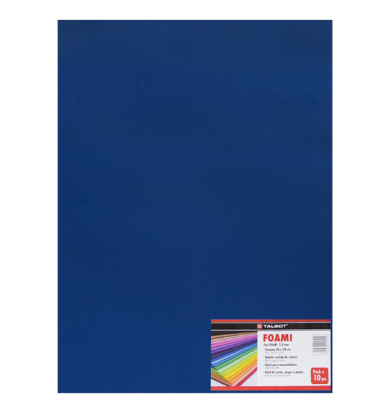 Foami Estándar, Tam. 50 cm x 70 cm (19.6 x 27.5 inch), 2 mm, Pack x 10 h. Azul