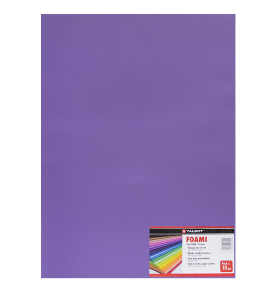 Foami Estándar, Tam. 50 cm x 70 cm (19.6 x 27.5 inch), 2 mm, Pack x 10 h. Morado