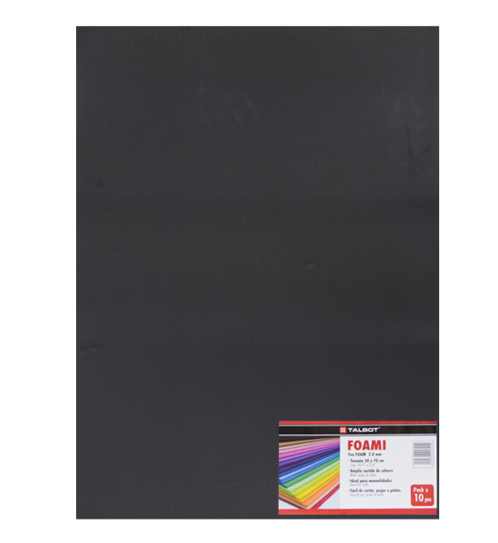 Foami Estándar, Tam. 50 cm x 70 cm (19.6 x 27.5 inch), 2 mm, Pack x 10 h. Negro