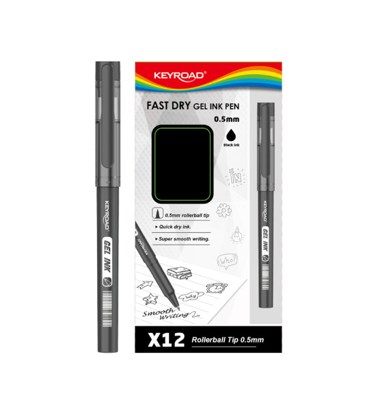 Bolígrafo, Gel 0.5 mm, Negro, Caja x 12 Unds. 