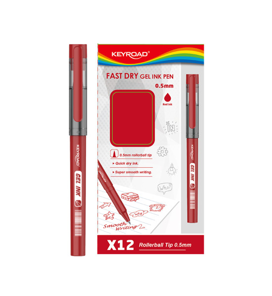 Bolígrafo, Gel 0.5 mm, Rojo, Caja x 12 Unds. 