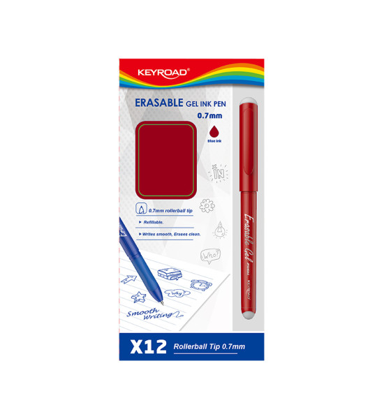 Bolígrafos, Gel Borrable, Rojo, Caja x 12 Unds.