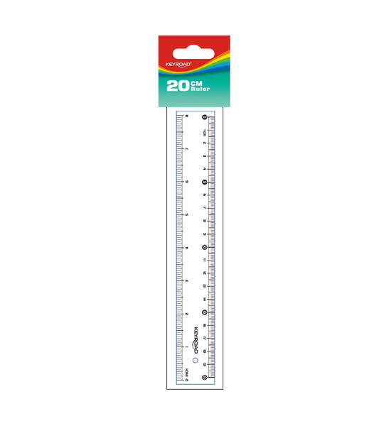 Regla Plástica, Rígida, 20 cm. (solo cm), Pack x 1 Und.