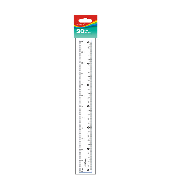 Regla Plástica, Rígida, 30 cm. (solo cm), Pack x 1 Und.