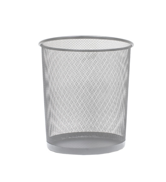 Basurero de Oficina Circular, (Zafacón) Metálico, 28 cm Alto x 26 cm Ancho x 26 cm Prof., Plateado, Unidad. 