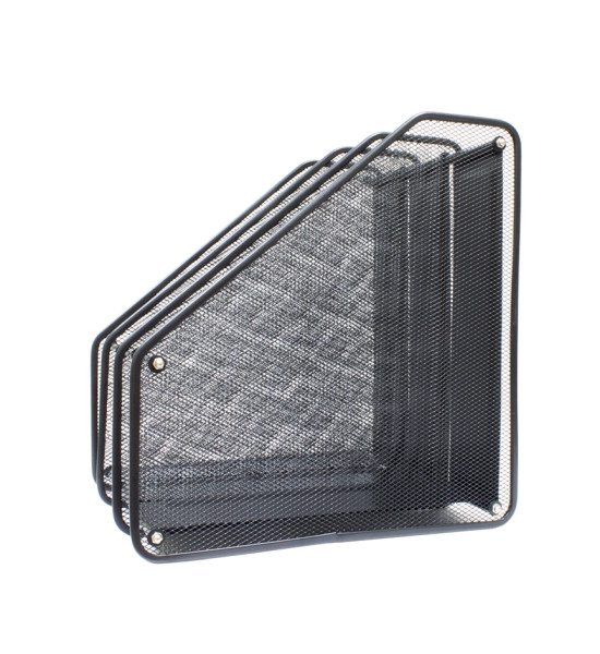 Revistero Metálico Reforzado, 3 Compartimentos, (32 cm Alto x 23.5 cm Ancho x 26.5 cm Prof.), Negro. Unidad