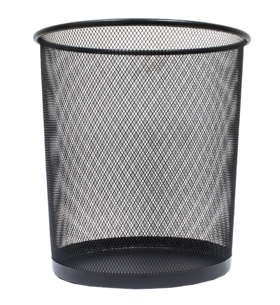 Basurero de Oficina Circular, (Zafacón) Metálico, 33 cm Alto x 29 cm Ancho x 29 cm Prof., Negro, Unidad. 