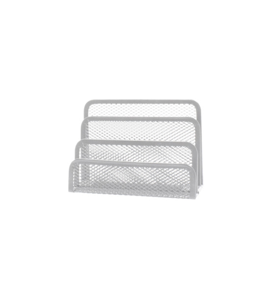 Organizador de Sobres, Metálico, 3 Compartimentos, (13.5 cm Alto x 17.5 cm Ancho x 8 cm Prof), Plateado. Unidad