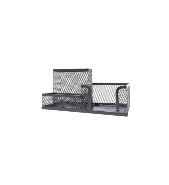 Organizador de Escritorio, Metálico, 3 Compartimentos, (10 cm Alto x 20.5 cm Ancho x 10 cm Prof.),  Negro, Unidad.