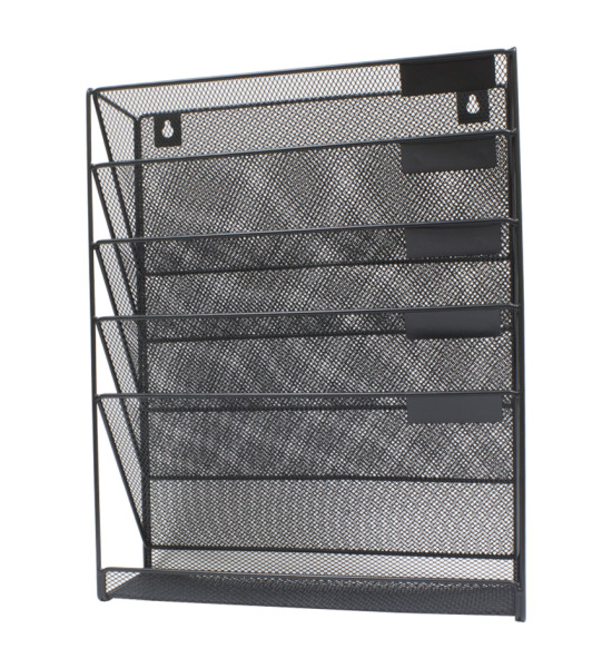 Organizador de Pared, Metálico, 5 Compartimentos, (40.5 cm Alto x 32.5 cm Ancho x 10 cm Prof.), Negro, 1 Und.