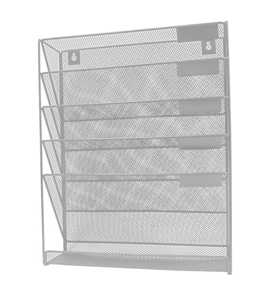 Organizador de Pared, Metálico, 5 Compartimentos, (40.5 cm Alto x 32.5 cm Ancho x 10 cm Prof.), Plateado, 1 Und.