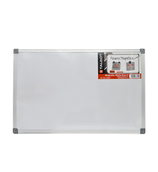 Pizarra Blanca, Magnética, 60 cm x 91 cm (24" x 36"),  Marco de Aluminio, Unidad. 